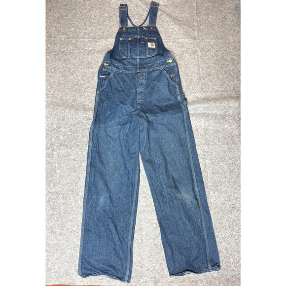 Carhartt Other - Vintage Carhartt Bib Overalls 34x32 Denim Carpenter 88FBH USA Union Made